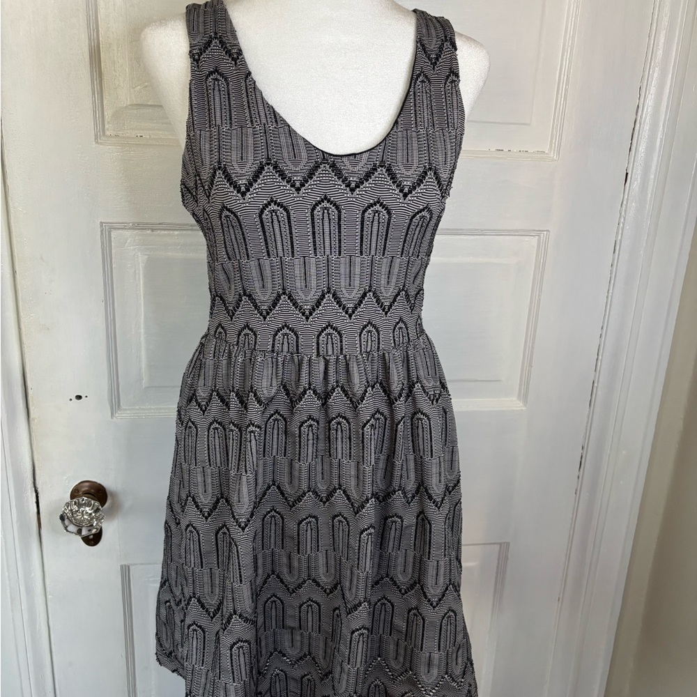 Lucky Brand Geometric Black and Gray Sleeveless Mini Dress